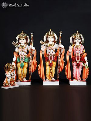 15" Shri Ram Darbar | Set of Four Marble Statues