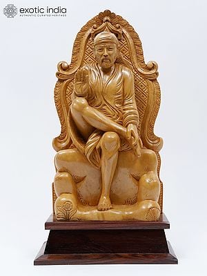 18" Blessing Sai Baba | Wood Carved Statue