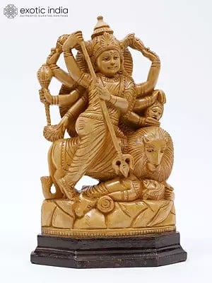 9" Goddess Durga (Mahishasuramardini) | Wood Carved Statue