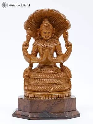 8" Sage Patanjali - Avatara of Sheshnag| Wood Carved Statue