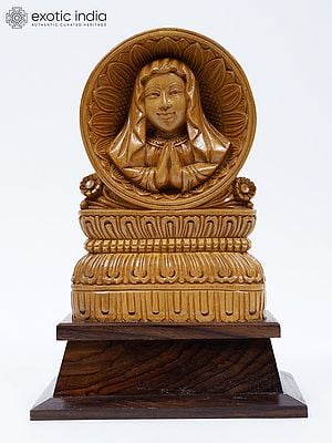 10" Mother Mary Wood Carved Statue