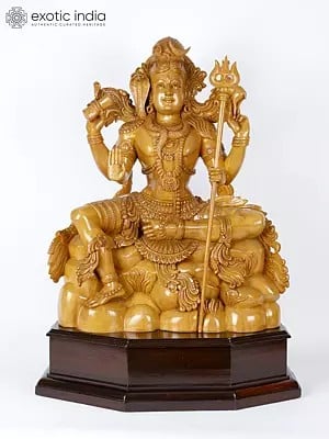 32" Large Four Armed Blessing Lord Shiva | Wood Carved Statue