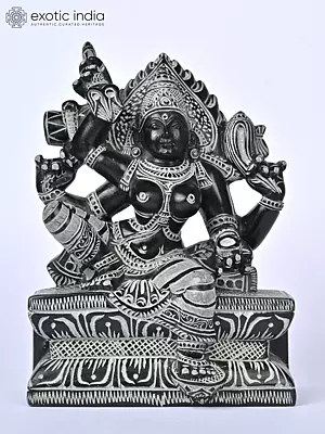 Black Stone Sculpture of Goddess Mariamman - 5 Inch