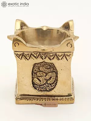 3" Small Designer Brass Diya with Auspicious Hindu Symbols