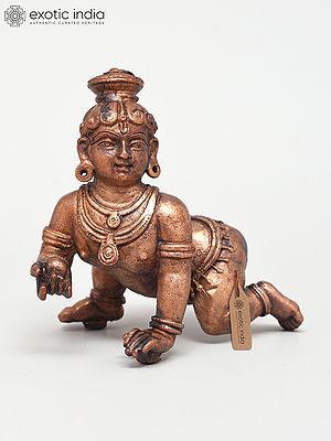 4" Small Laddu Gopal Krishna | Copper Statue