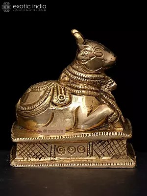 2" Small Brass Nandi Statue (Vahana of Lord Shiva)
