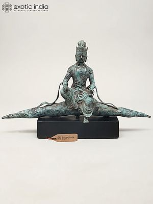 14" Sitting Lord Indra | Brass Statue from Indonesia