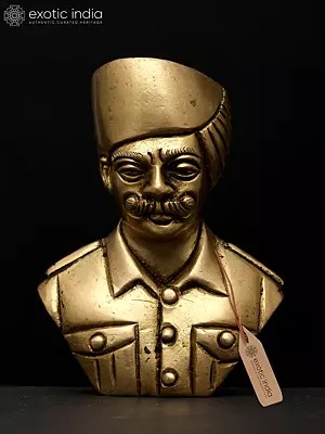 4" Small Indian Army Soldier Bust in Brass | Brass Table Piece