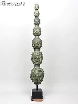 63" Large Tower of Tranquility: 56 Buddha Heads | From Indonesia