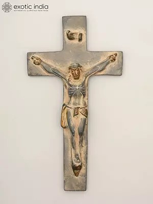 10" Brass Crucifix Statue (Jesus on Cross) | Wall Hanging
