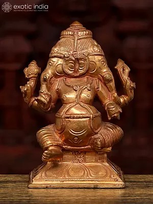 5" Small Two Headed Ganesha | Bronze Statue