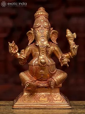 5" Small Sitting Lord Ganapati | Bronze Statue