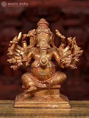 5" Small Multi-Armed Ganesha - Symbol of Wisdom & Power | Bronze Statue