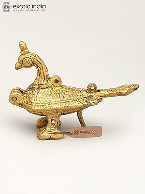 3" Small Peacock Kumkum Box in Brass | Ritual Item