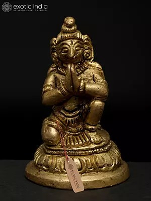 2" Brass Garuda Idol in Namaskar Posture – Divine Mount of Lord Vishnu