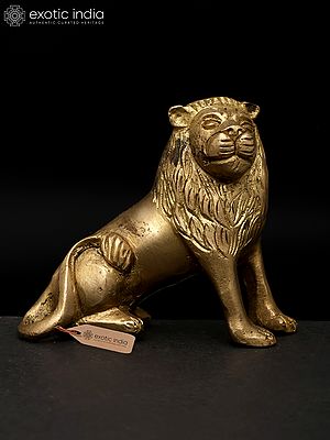 3" Small Seated Lion | Brass Sculpture | Made in India
