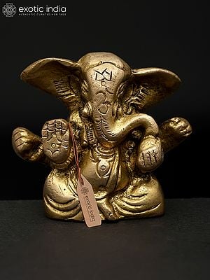 2" Divine Prosperity – Seated Lord Ganesha | Brass Sculpture