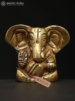 2" Lord Ganapati in Blessing Gesture | Brass Statue