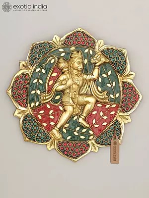 7" Sanjivani Hanuman | Wall Hanging | Brass Statue with Inlay Work