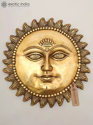 17" Lord Surya Wall Hanging Statue in Brass | Made In India | Handmade