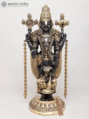 28" Tirupati Balaji (Venkateshvara) with Devi Lakshmi | Brass Statue