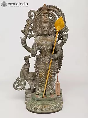 20" Brass Standing Lord Murugan (Karttikeya) - The God of War, Victory, and Wisdom