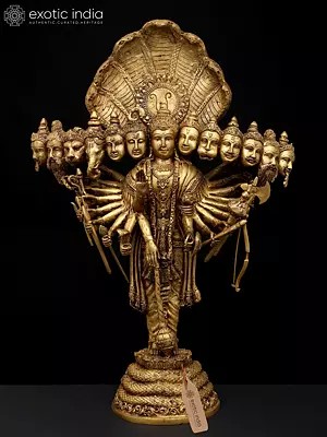 21" The Cosmic Form: Vishvarupa of Lord Vishnu | Brass Statue | Made In India | Handmade