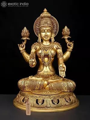 18'' Four Armed Blessing Devi Lakshmi - Goddess of Wealth, Fortune, and  Prosperity | Brass Statue
