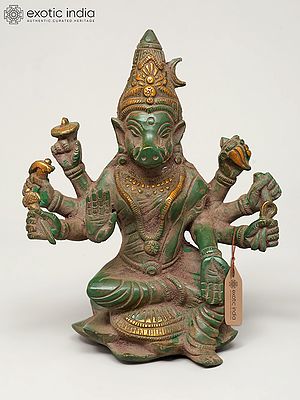 7" Eight Armed Blessing Goddess Varahi | Brass Statue