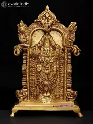 10" Tirupati Balaji (Venkateshvara)  with Kirtimukha Arch | Brass Statue