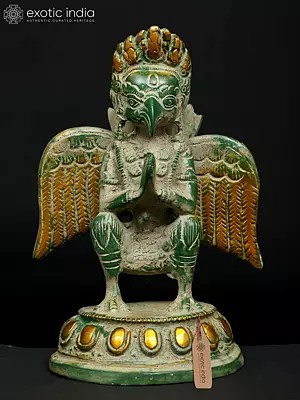 5" Small Sitting Garuda in Namaskar Mudra | Brass Statue