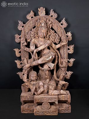 65" Large Nataraja (Dancing Lord Shiva) | Khondalite Stone Sculpture | Made In Orissa