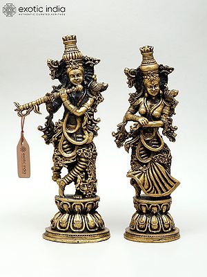 4" Small Superfine The Enchanted Duo: Divine Radha and Krishna | Ideal for Puja