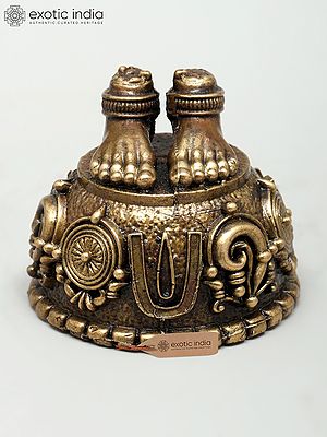 2" Small Sacred Feet of Lord Vishnu with Vaishnav Symbols | Ideal for Puja