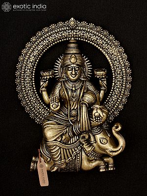 4" Small Superfine Goddess Gajalakshmi | Brass Statue | Wall Hanging