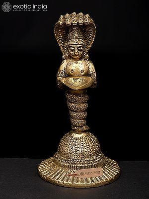 6" Brass Naga Kanya Oil Lamp | Handmade | Made In India