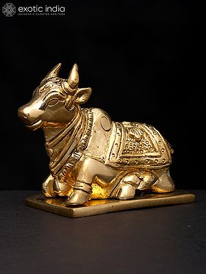4" Small Brass Nandi - Vahana of Lord Shiva | Brass Idol