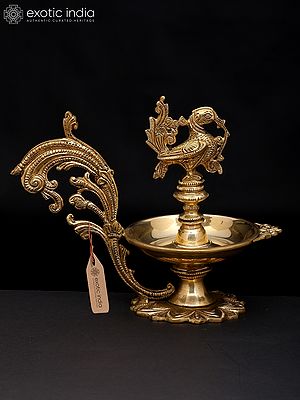 9" Peacock Lamp in Brass | Handmade | Made In India