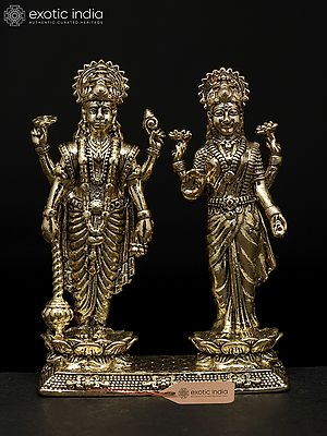 2" Small Superfine Standing Lakshmi Narayan (Vishnu Lakshmi) | Brass Statue