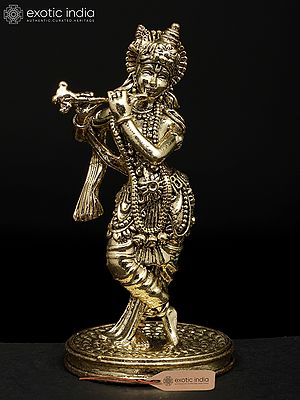 3" Small Superfine Fluting Lord Krishna | Brass Idol