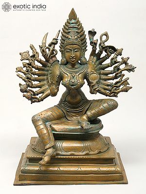 Twenty Armed Sitting Goddess Kali| Panchaloha Bronze from Swamimalai