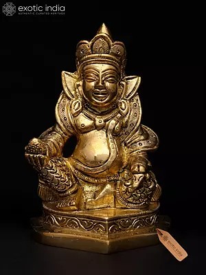 4" Small Lord Kubera Idol – God of Wealth and Prosperity | Brass Statue