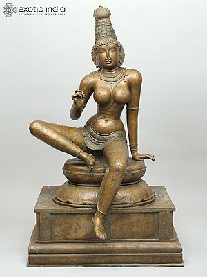 48" Divine Goddess Uma (Bhoga Shakti) | Panchaloha Bronze from Swamimalai