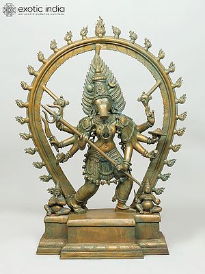 38" Large Eight Armed Goddess Varahi: Panchaloha Bronze from Swamimalai