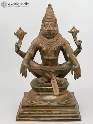 20" Yoga Narasimha - Fourth Incarnation of Lord Vishnu | Brass Statue