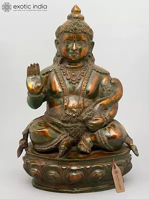 21" Blessing Lord Kubera - Hindu God of Wealth | Brass Statue