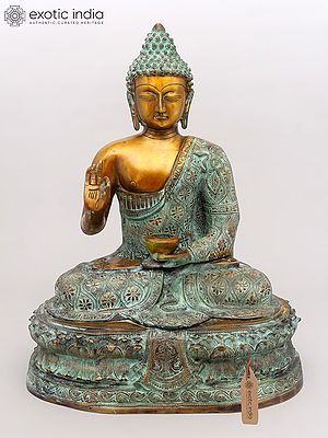 22" Lord Buddha Seated in Vitark Mudra | Brass Statue