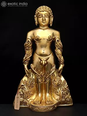 9" Lord Mahavir in Standing Gesture – Jain Tirthankar | Brass Statue