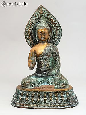 13" Shakyamuni Buddha in Abhaya Mudra | Brass Statue