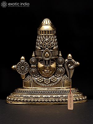 3" Small Superfine Bust of Tirupati Balaji | Brass Sculpture